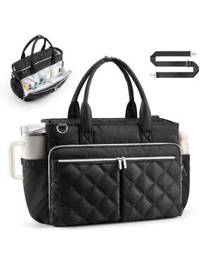 Quilted Teacher Tote Bag for Women | Stylish Laptop Handbag for Work & Travel